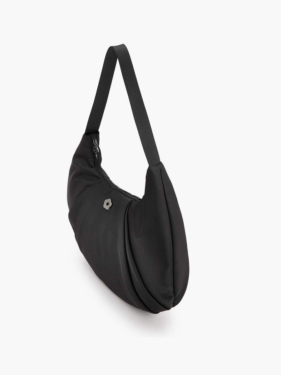 Pleated Shoulder Bag with Zip Closure
