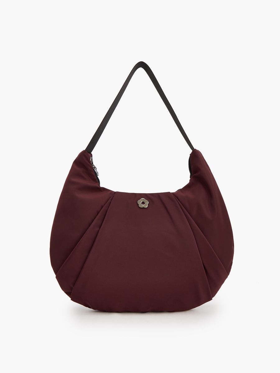 Pleated Shoulder Bag with Zip Closure