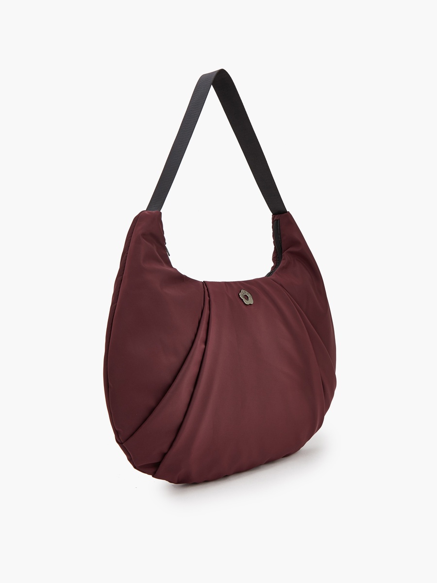 Pleated Shoulder Bag with Zip Closure