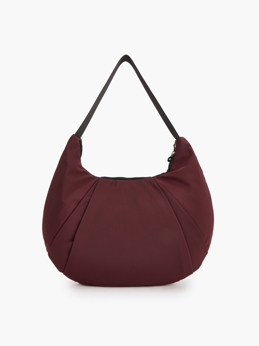 Pleated Shoulder Bag with Zip Closure