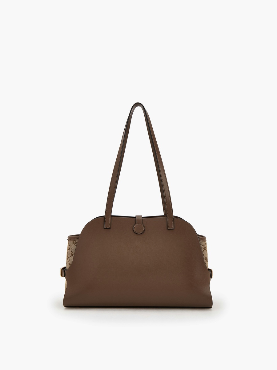Monogram Textured Shoulder Bag with Double Handle