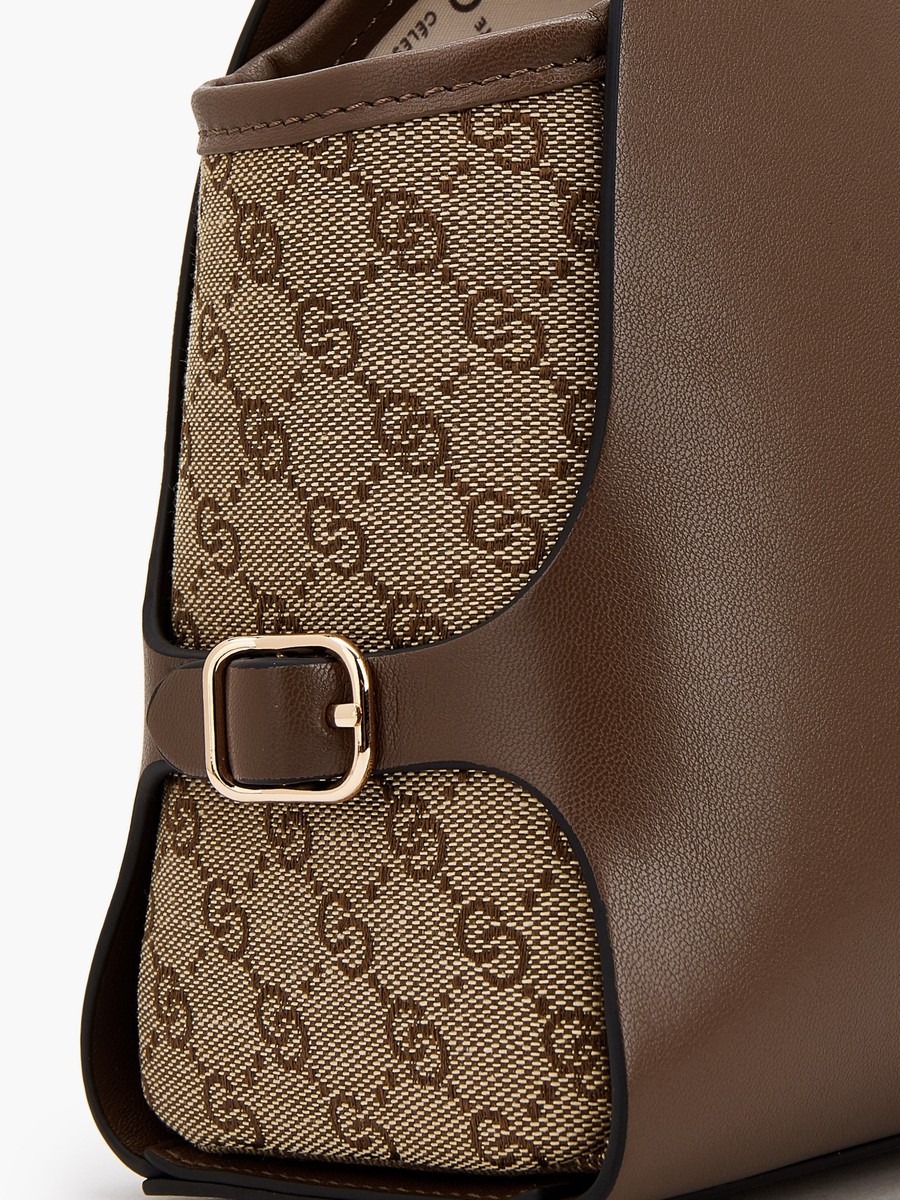 Monogram Textured Shoulder Bag with Double Handle