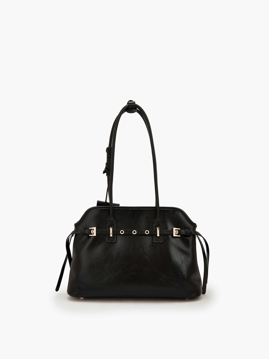 Textured Shoulder Bag with Double Handle