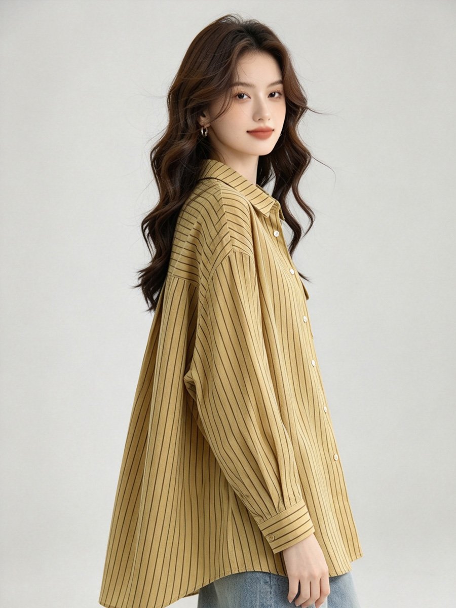 Striped Button-Up Long Sleeve Shirt