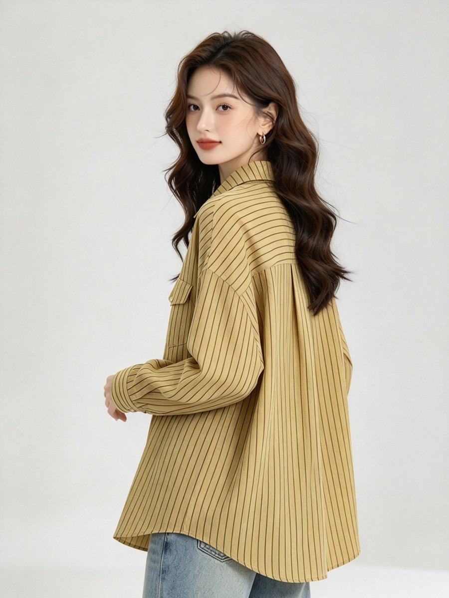 Striped Button-Up Long Sleeve Shirt