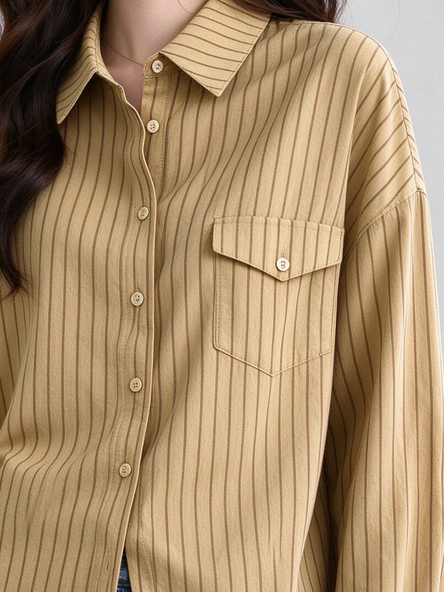 Striped Button-Up Long Sleeve Shirt