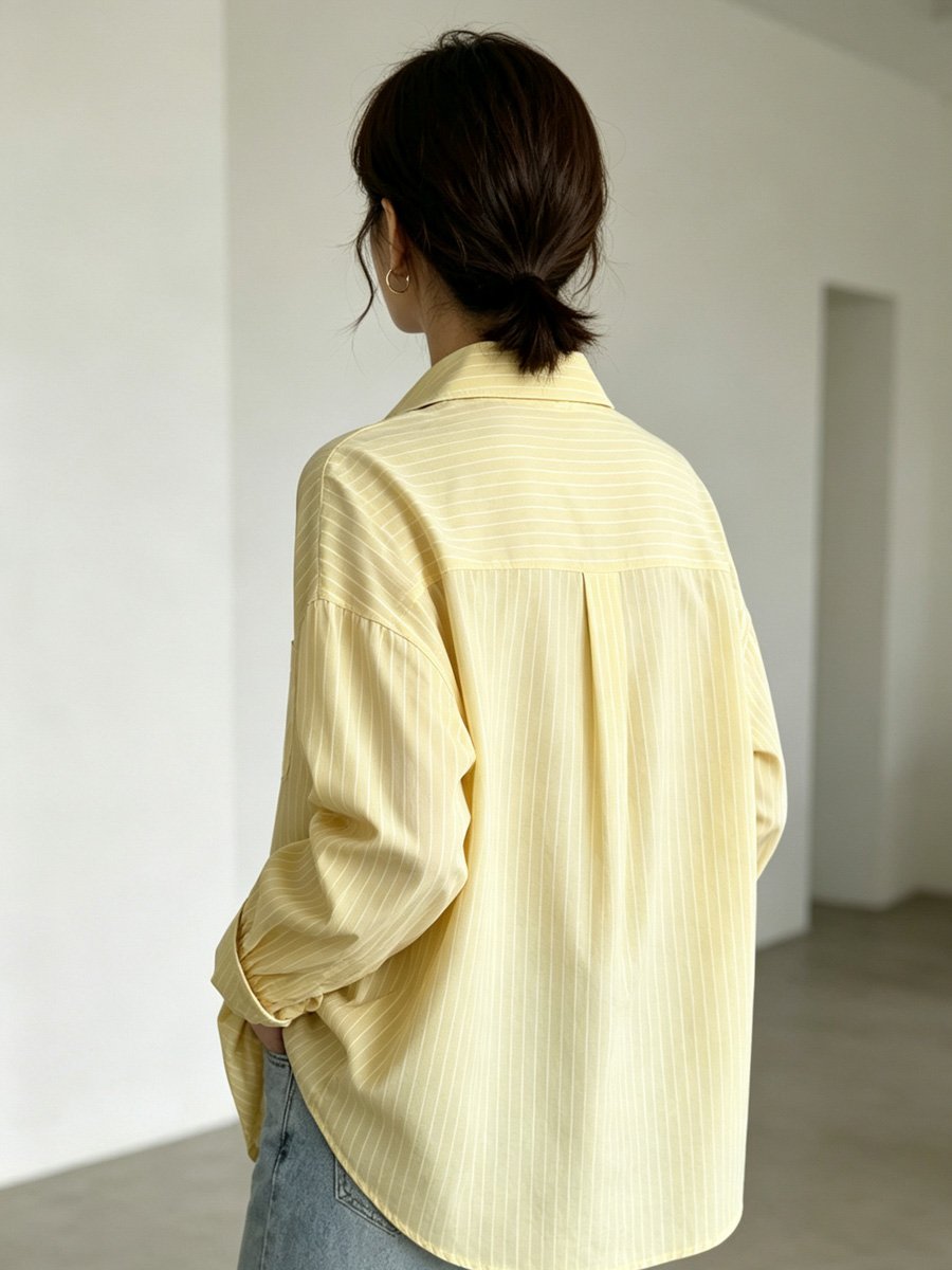 Yellow Striped Long Sleeve Button-Up Shirt