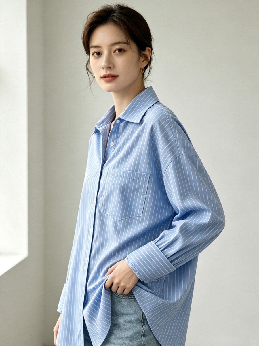 Striped Long Sleeve Button-Up Shirt