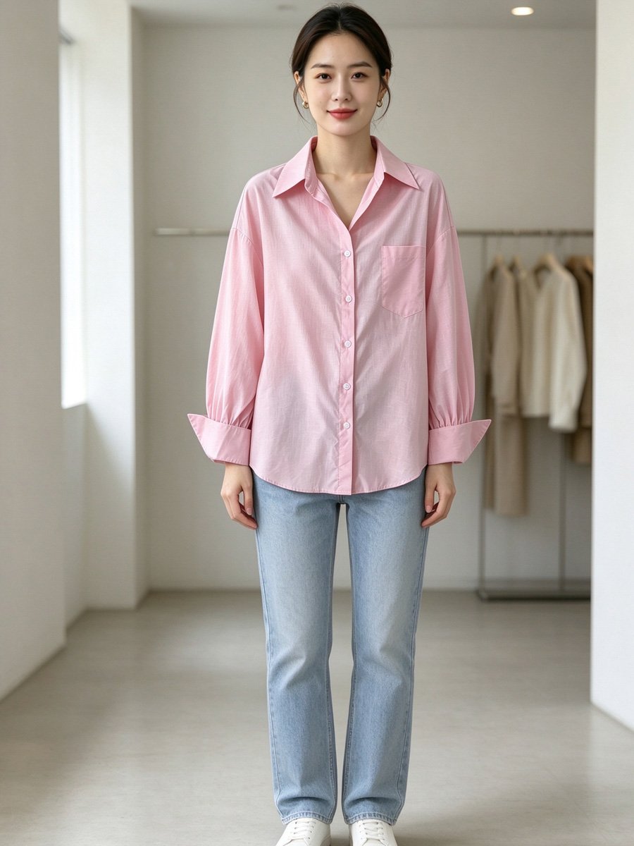 Pink Long Sleeve Button-Up Shirt
