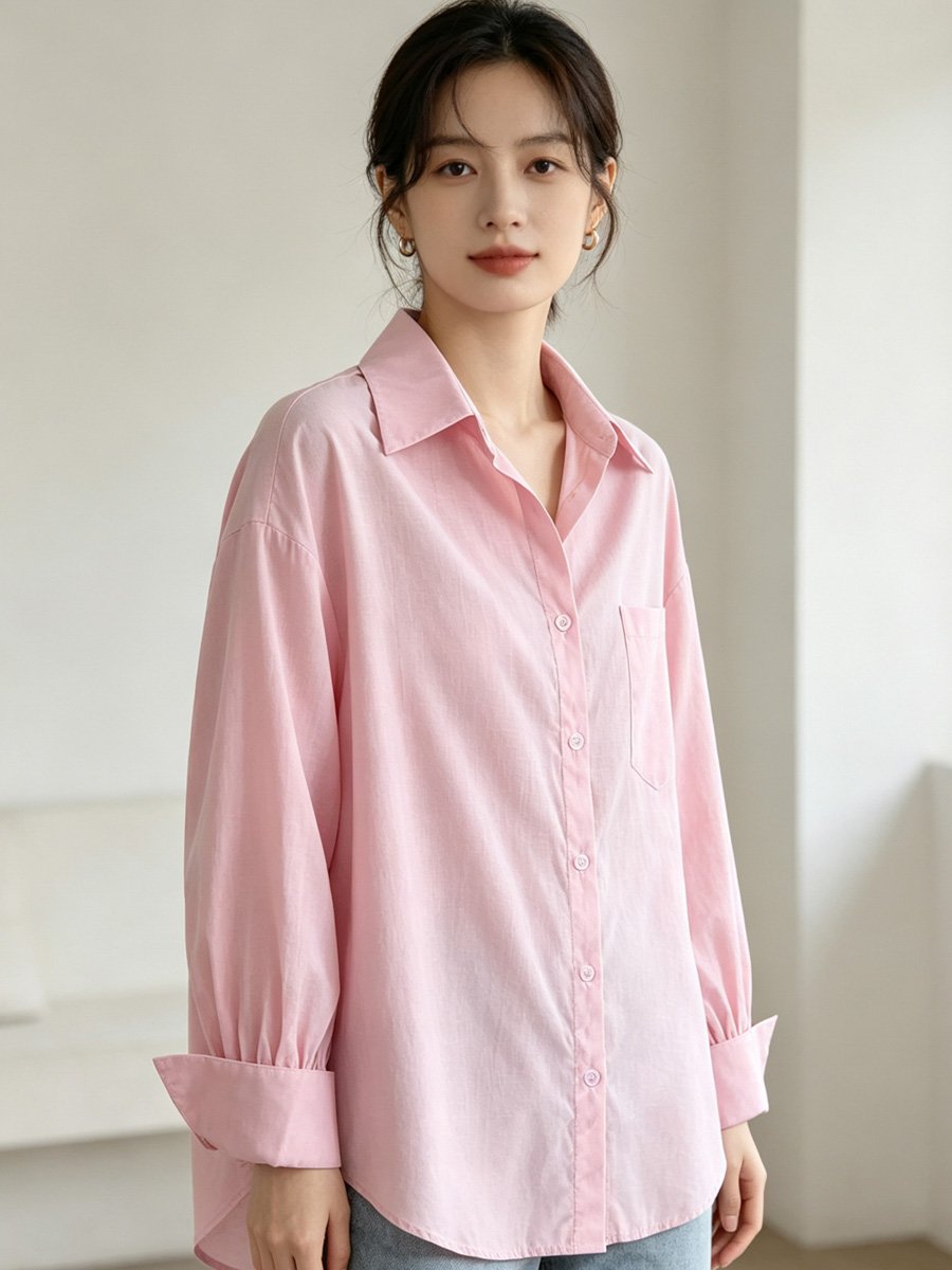 Pink Long Sleeve Button-Up Shirt