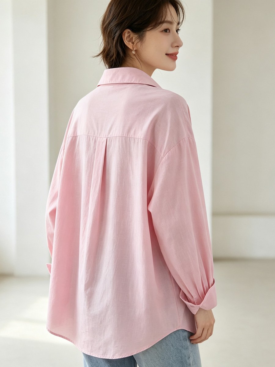 Pink Long Sleeve Button-Up Shirt