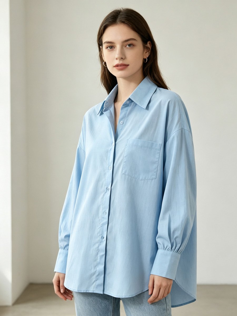 Blue Long Sleeve Button-Up Shirt