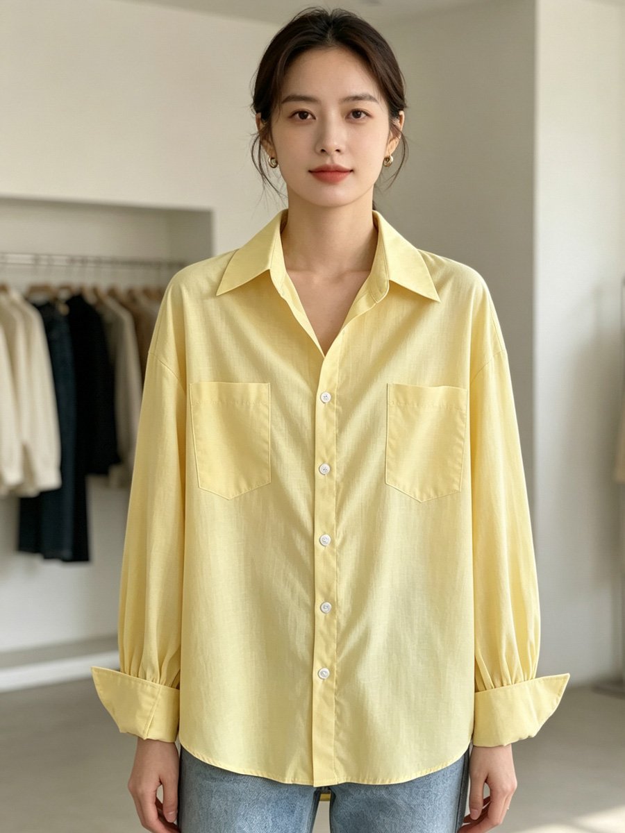 Yellow Long Sleeve Button-Down Shirt