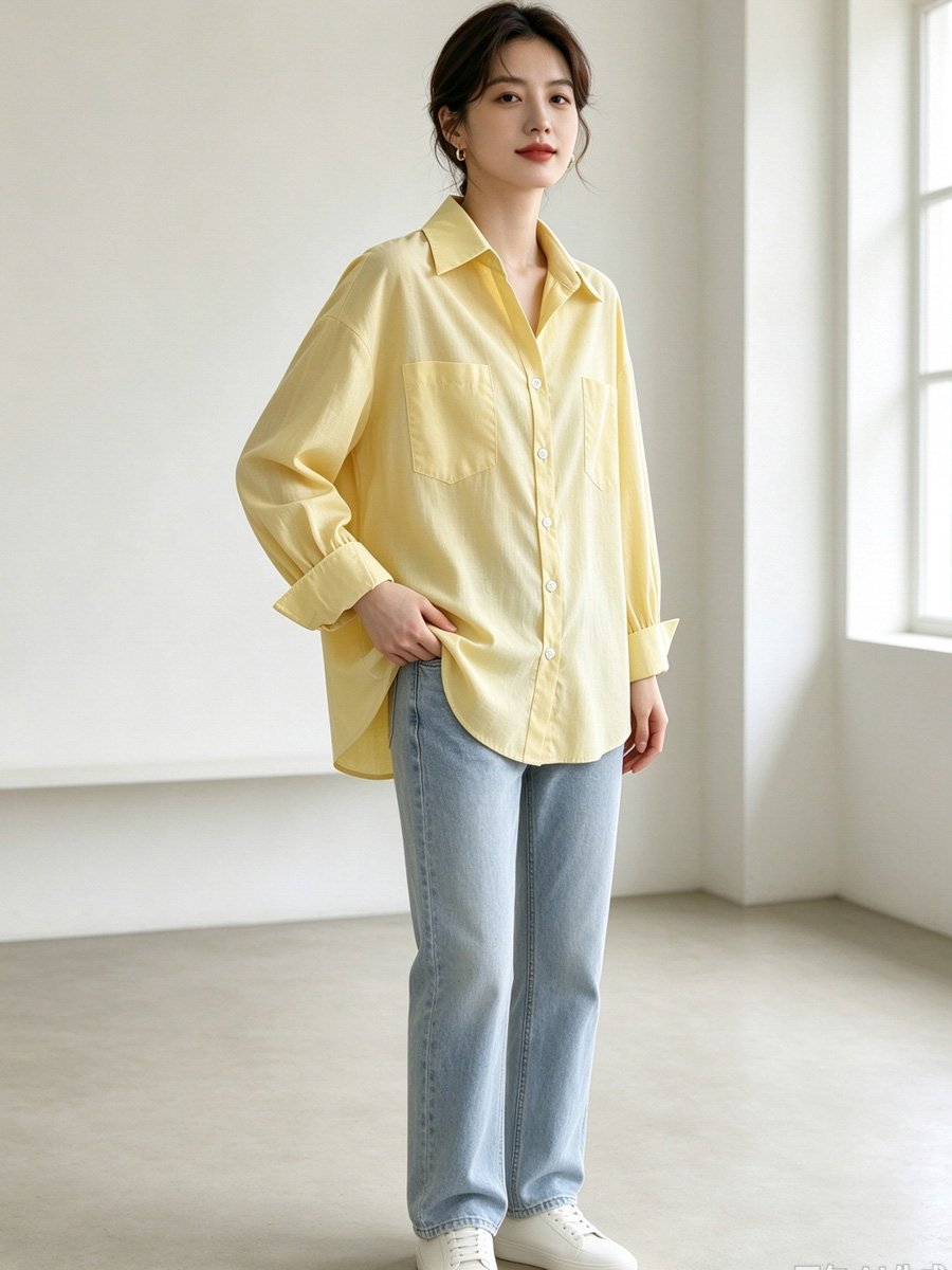Yellow Long Sleeve Button-Down Shirt