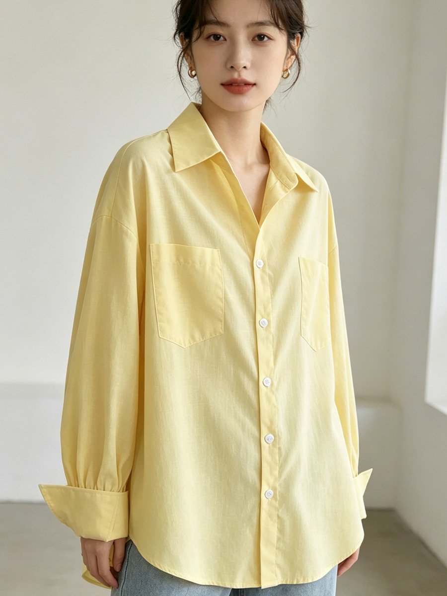 Yellow Long Sleeve Button-Down Shirt