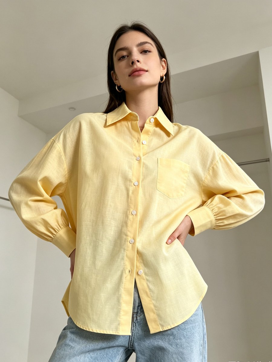 Yellow Long Sleeve Button-Up Shirt