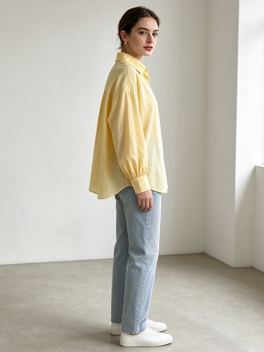 Yellow Long Sleeve Button-Up Shirt