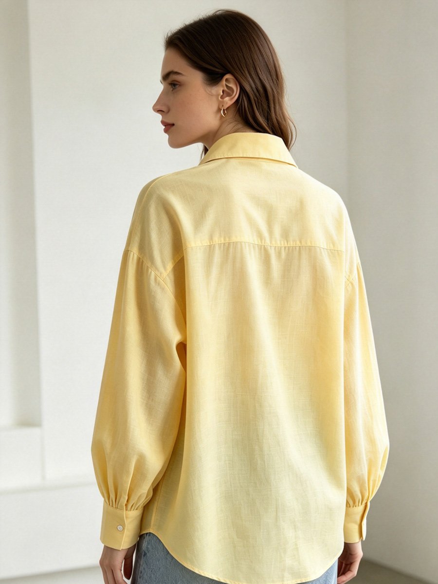 Yellow Long Sleeve Button-Up Shirt