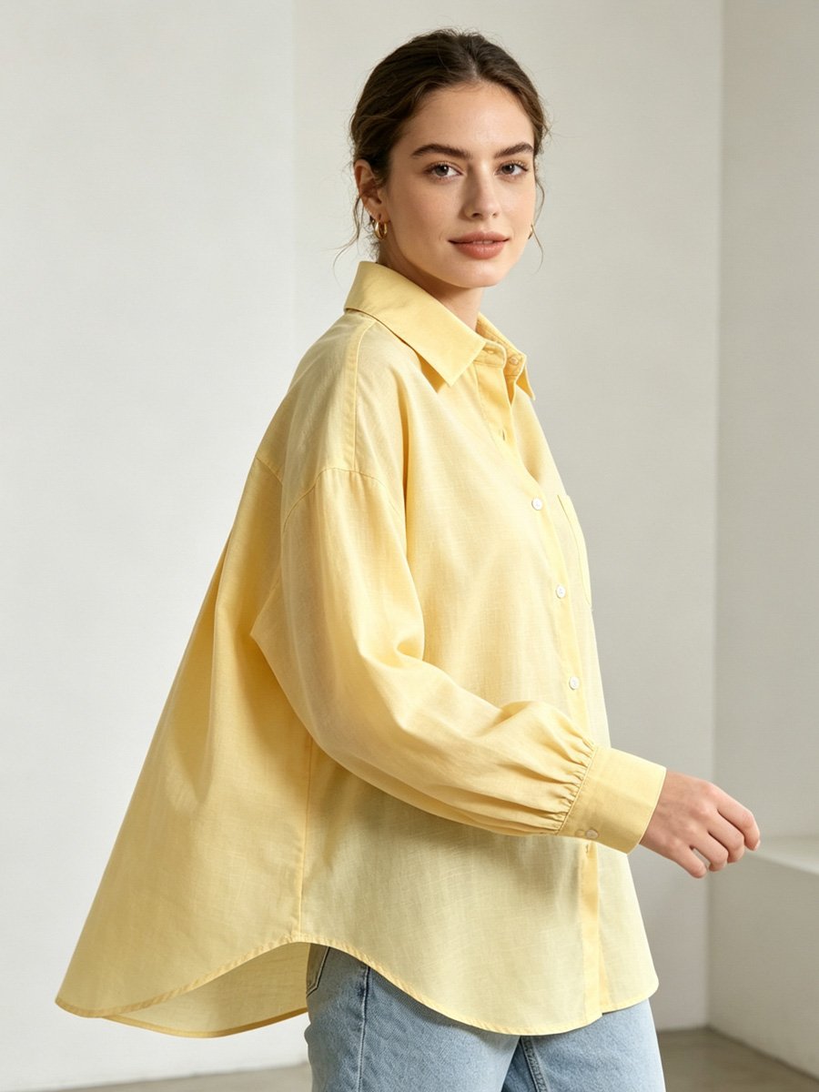 Yellow Long Sleeve Button-Up Shirt