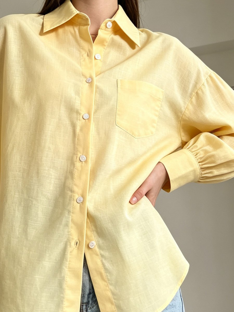 Yellow Long Sleeve Button-Up Shirt