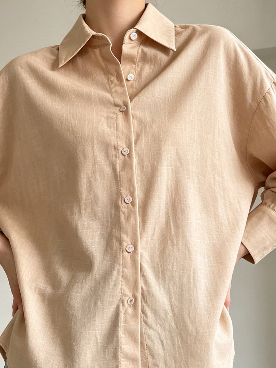 Brown Long Sleeve Button-Up Shirt