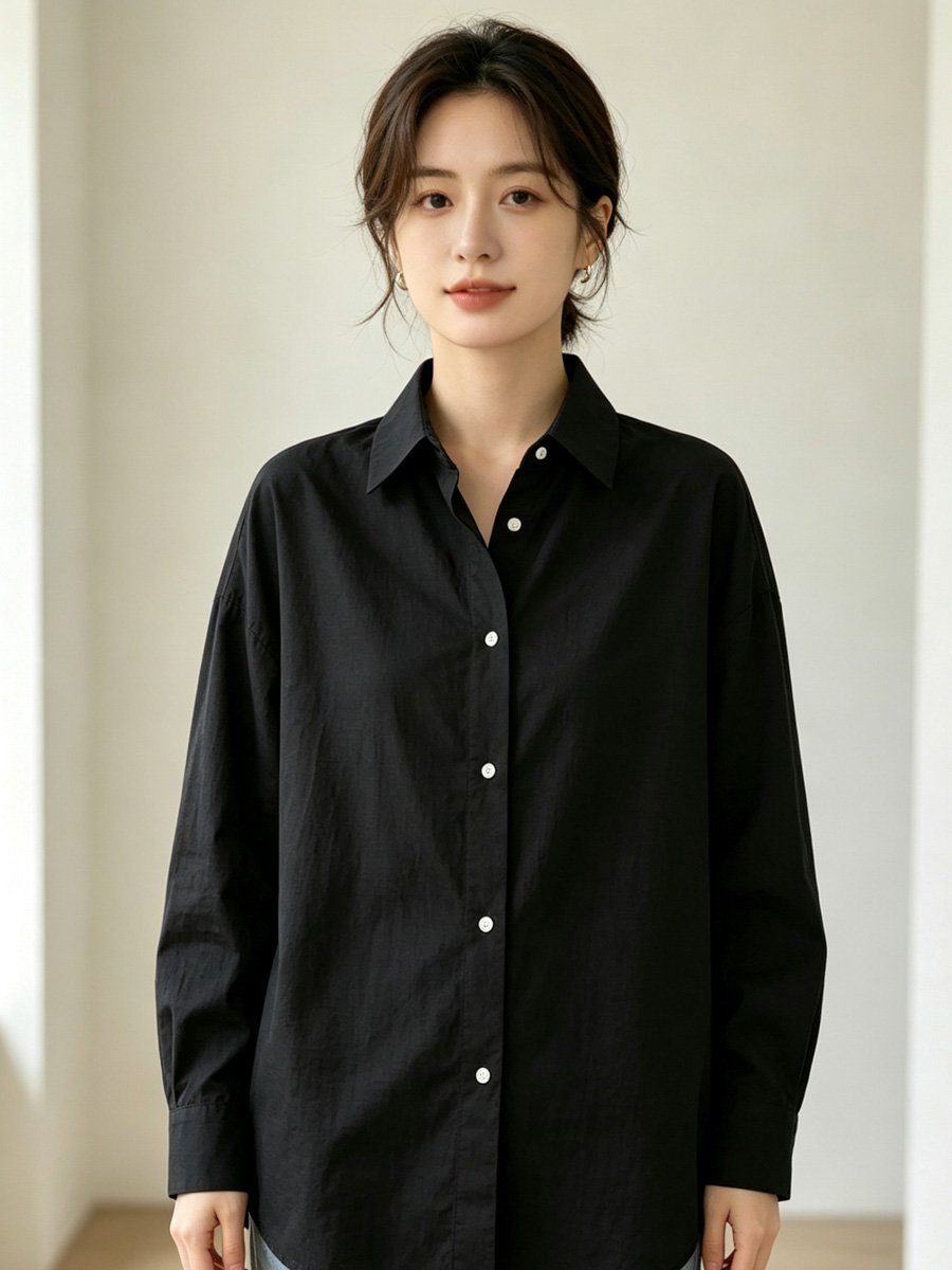 Black Long Sleeve Oversized Shirt