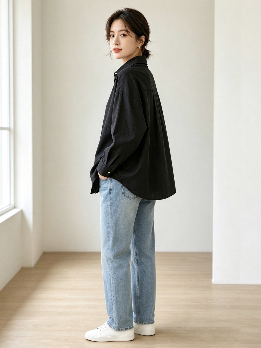 Black Long Sleeve Oversized Shirt