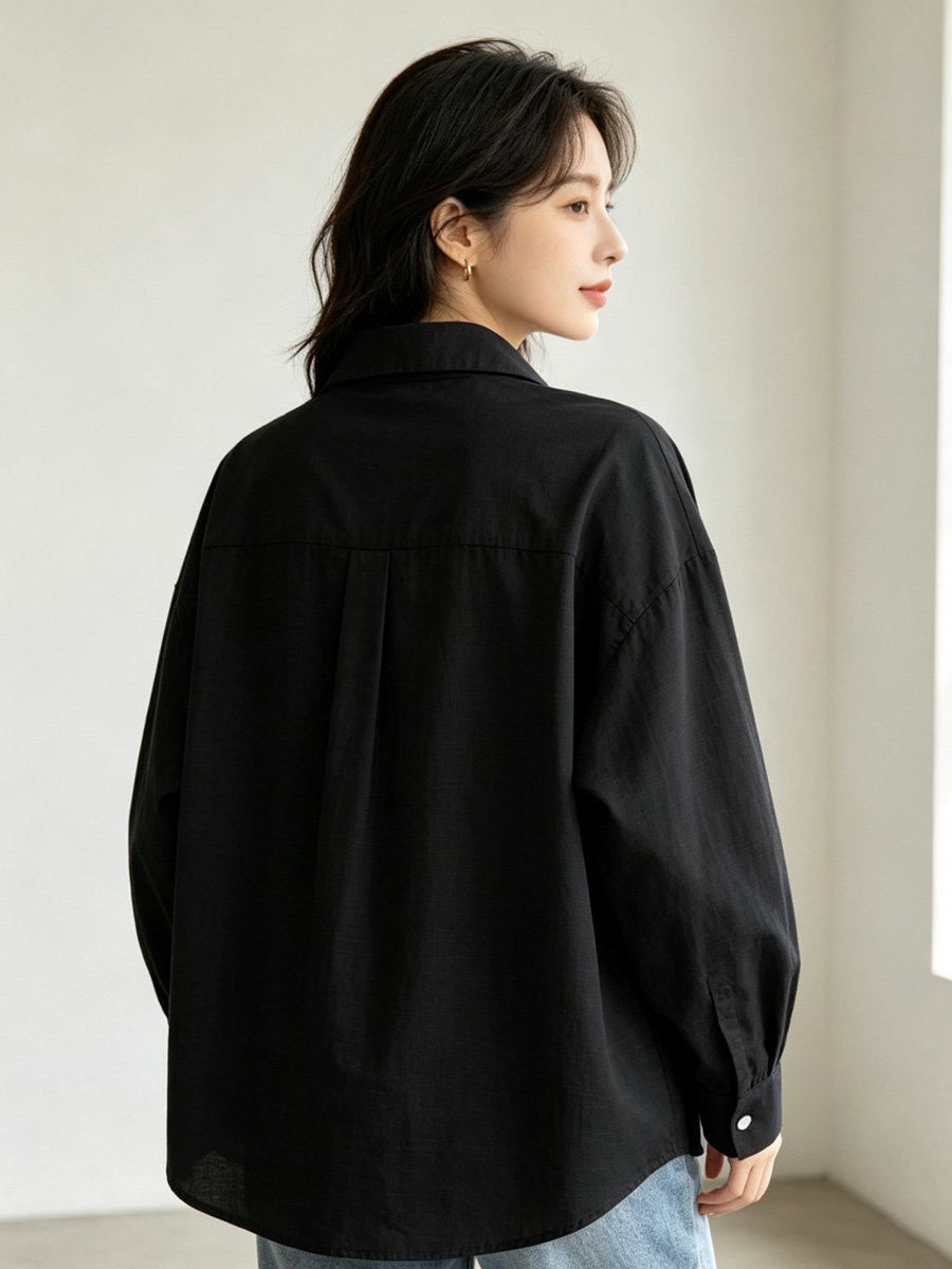 Black Long Sleeve Oversized Shirt