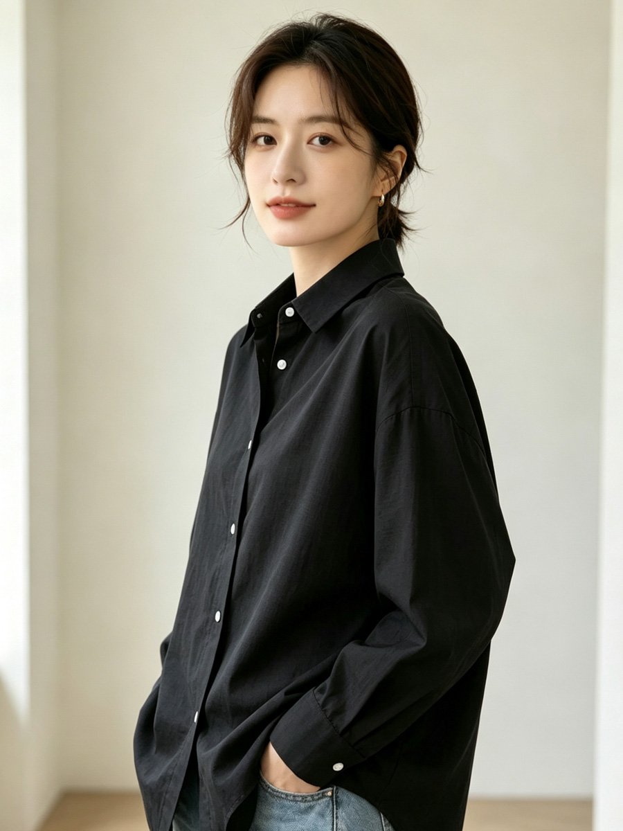 Black Long Sleeve Oversized Shirt