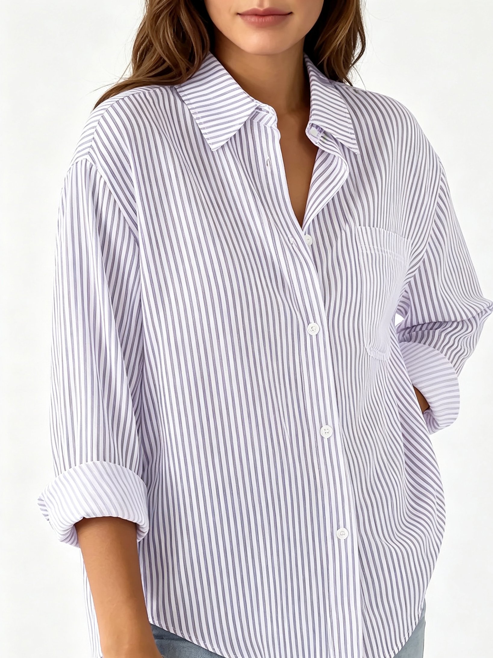 Striped Purple Long Sleeve Button-Up Shirt