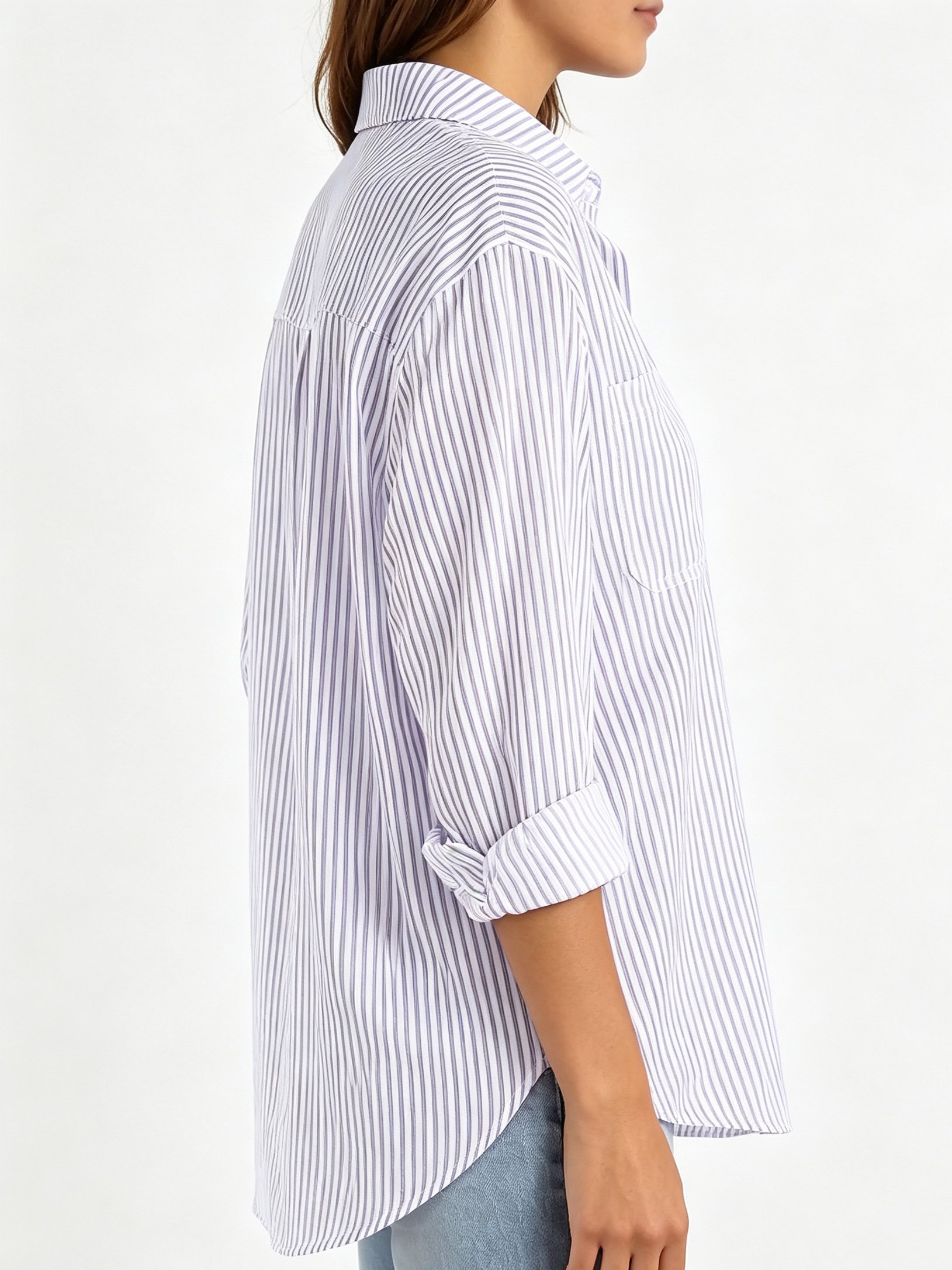 Striped Purple Long Sleeve Button-Up Shirt