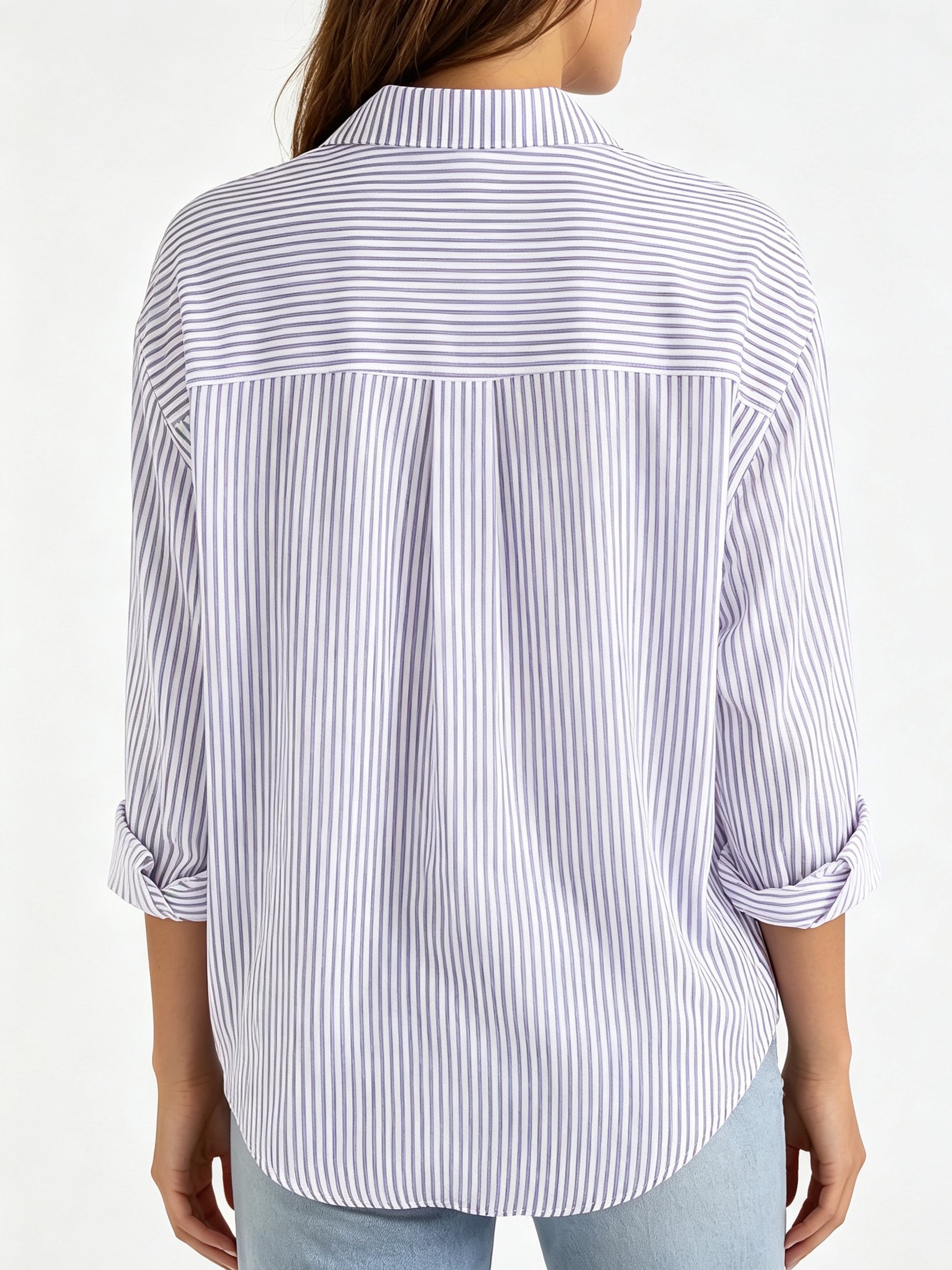 Striped Purple Long Sleeve Button-Up Shirt