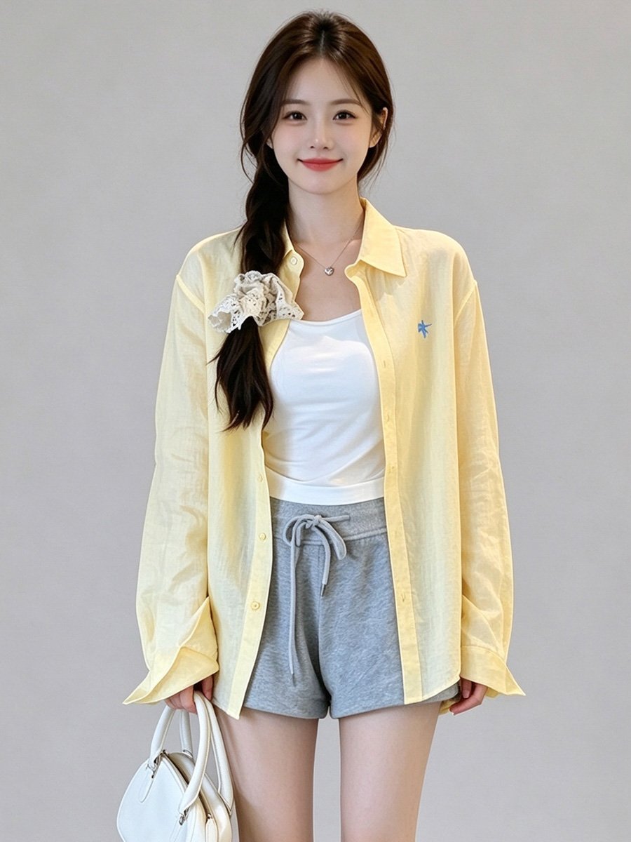 Yellow Long Sleeve Button-Up Shirt