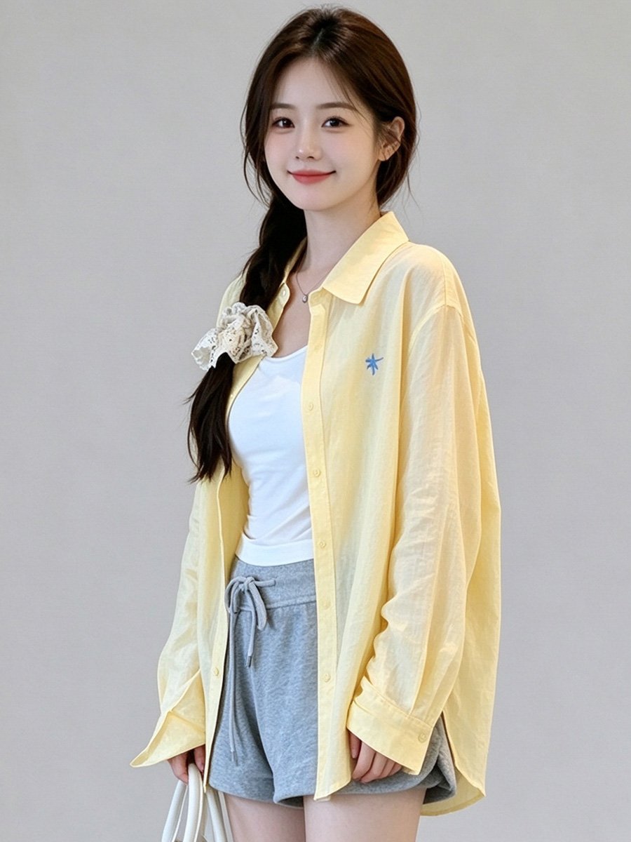 Yellow Long Sleeve Button-Up Shirt