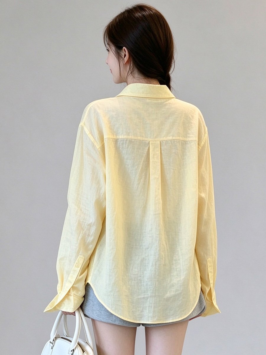 Yellow Long Sleeve Button-Up Shirt