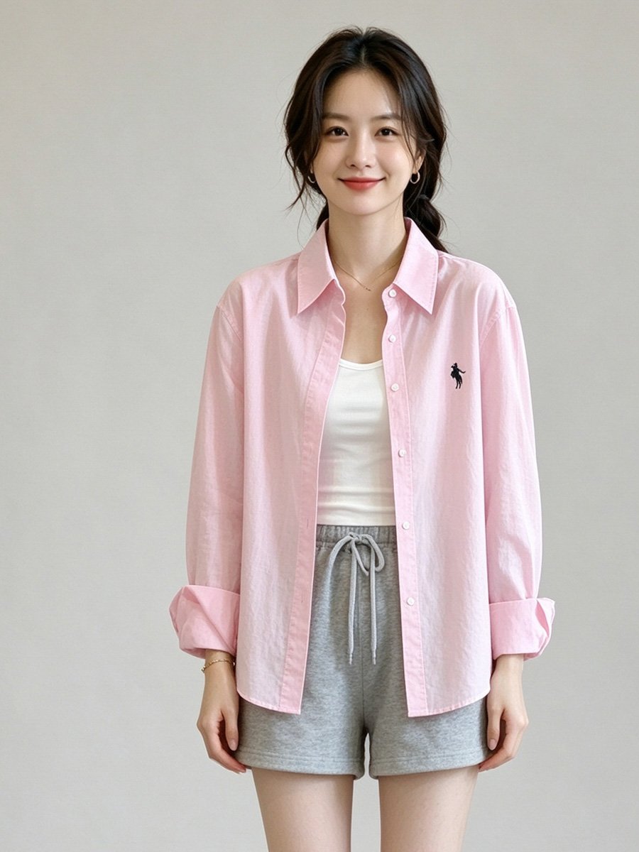Pink Long Sleeve Button-Up Shirt