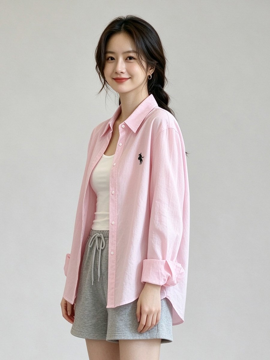 Pink Long Sleeve Button-Up Shirt
