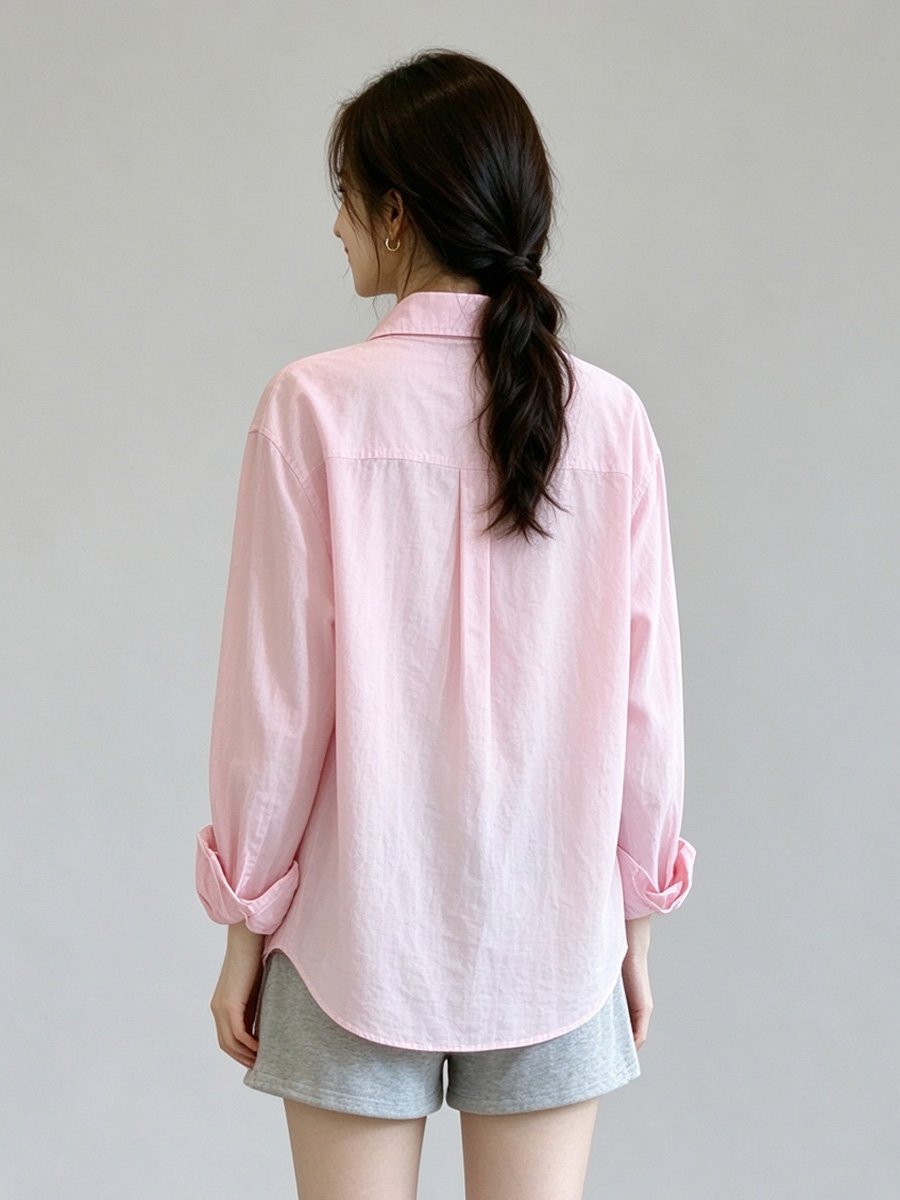 Pink Long Sleeve Button-Up Shirt