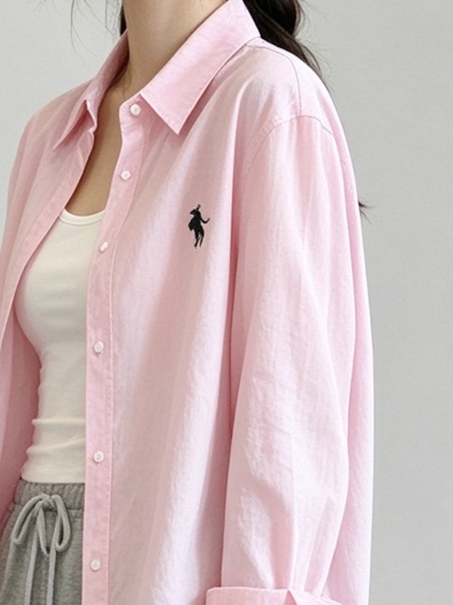 Pink Long Sleeve Button-Up Shirt