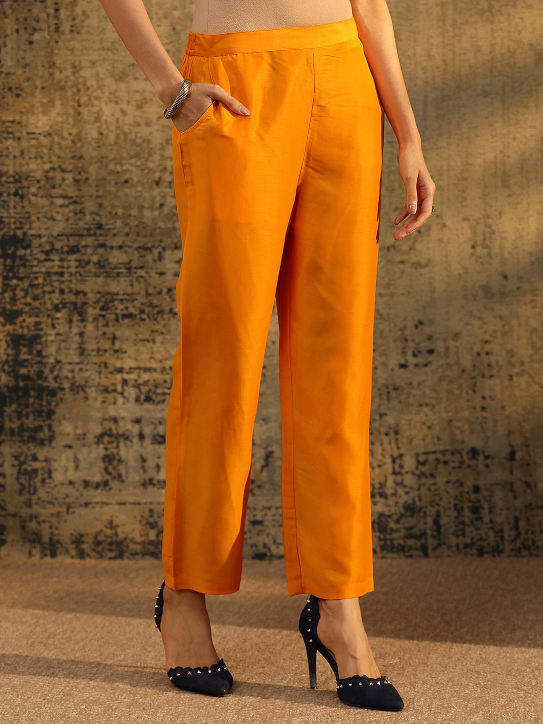 Mustard Paisley Printed Kurta Set with Trousers and Dupatta