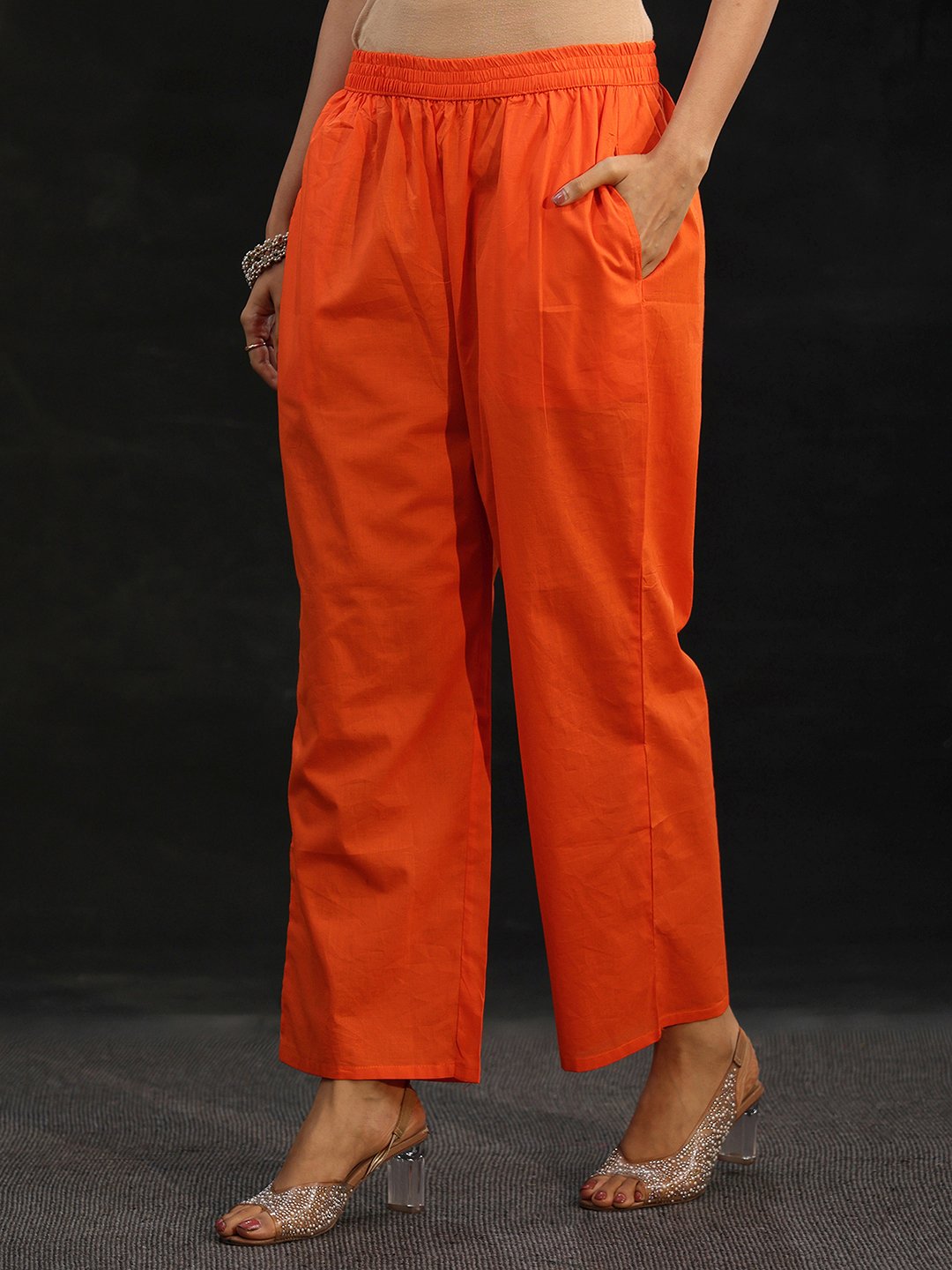 Orange Floral Printed Kurta Set with Dupatta and Trousers