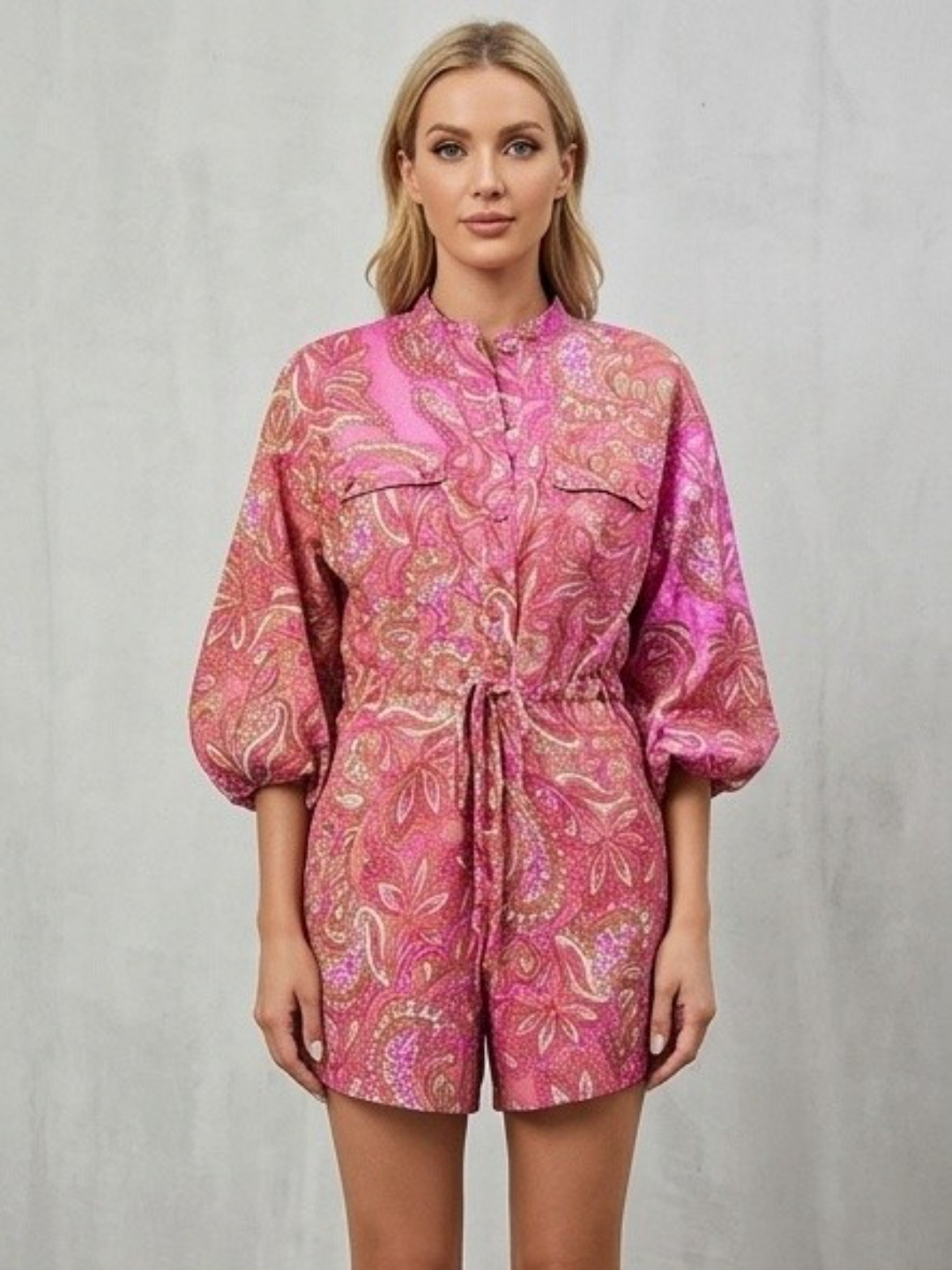 Pink Paisley Print Pink Romper