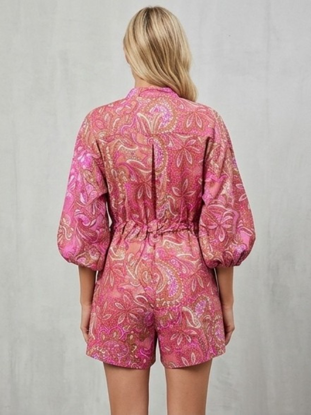 Pink Paisley Print Pink Romper