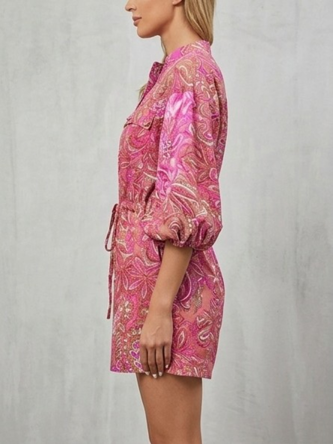Pink Paisley Print Pink Romper
