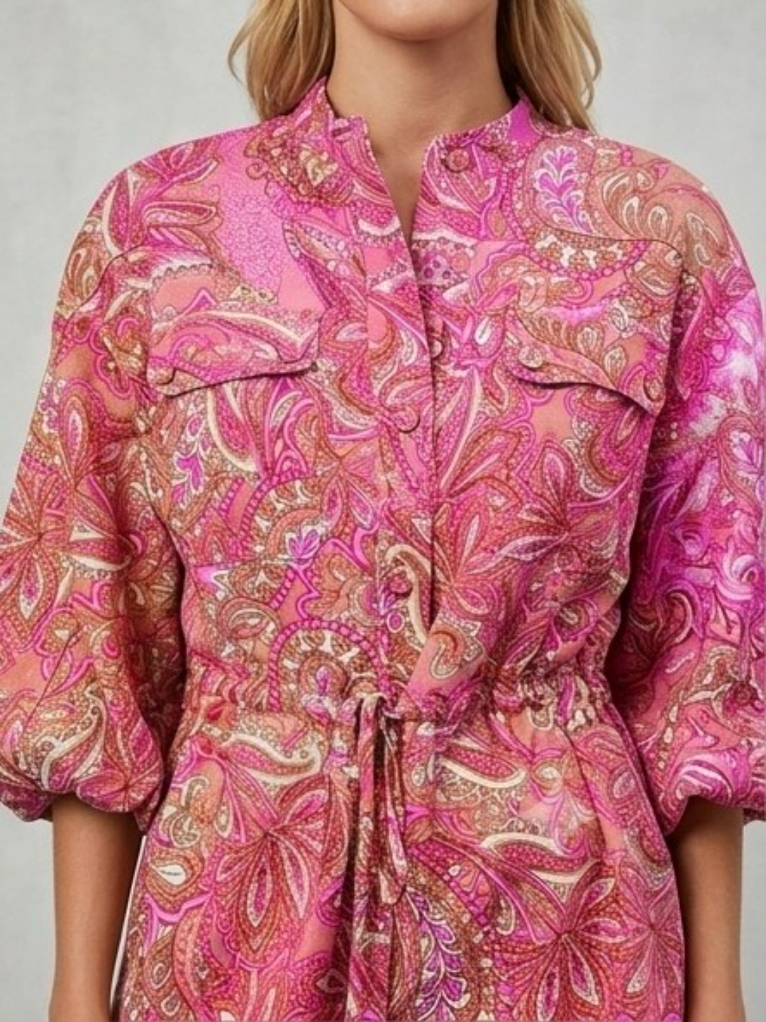 Pink Paisley Print Pink Romper
