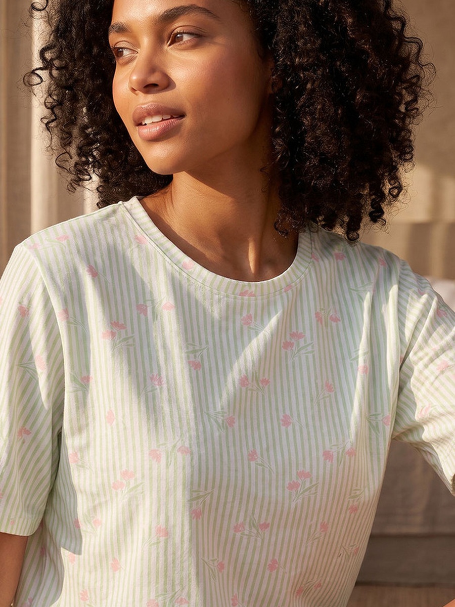 Pyjama Set Floral Print T-Shirt and Shorts