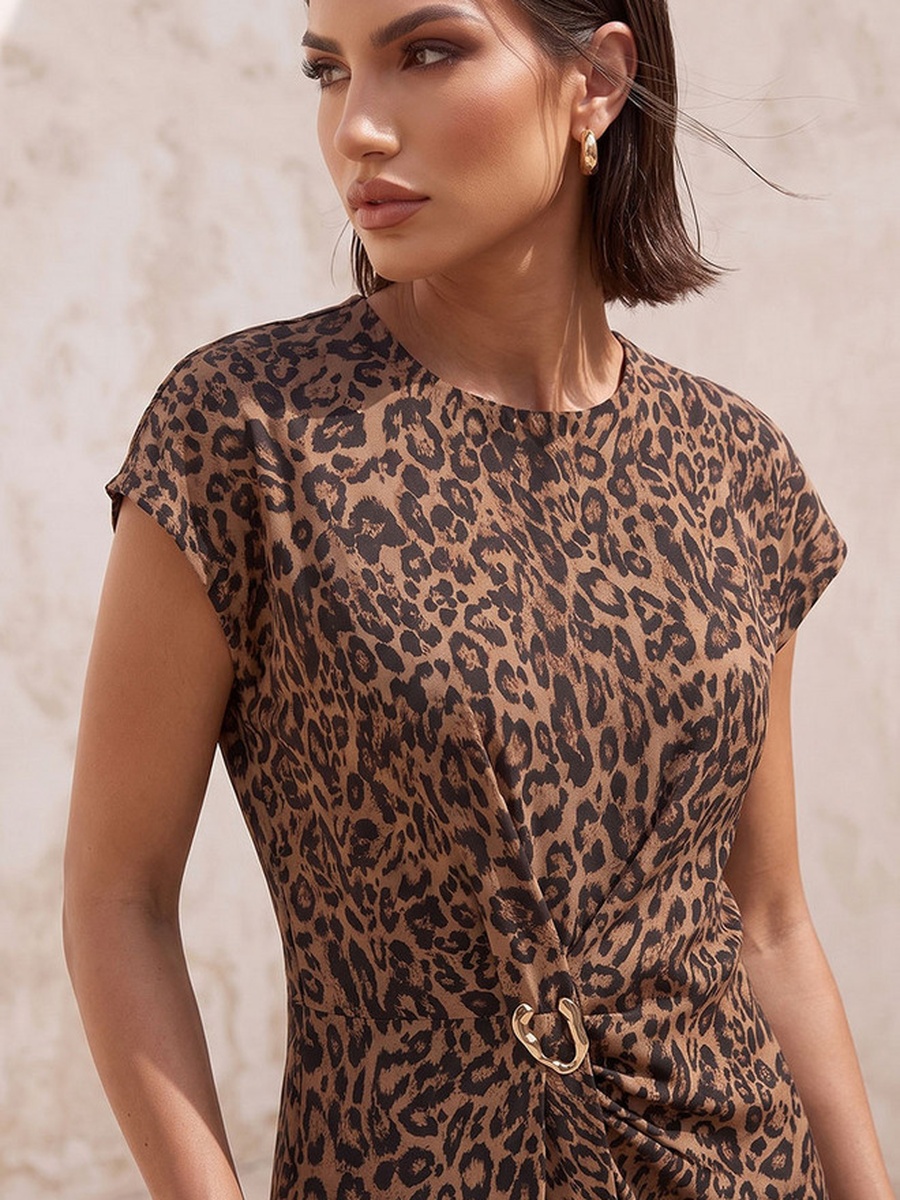 Animal Print Dress with Metal Accent
