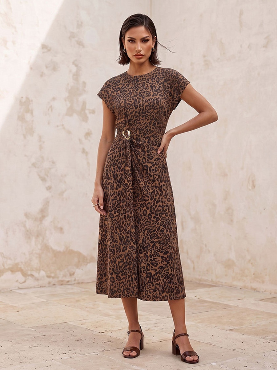 Animal Print Dress with Metal Accent