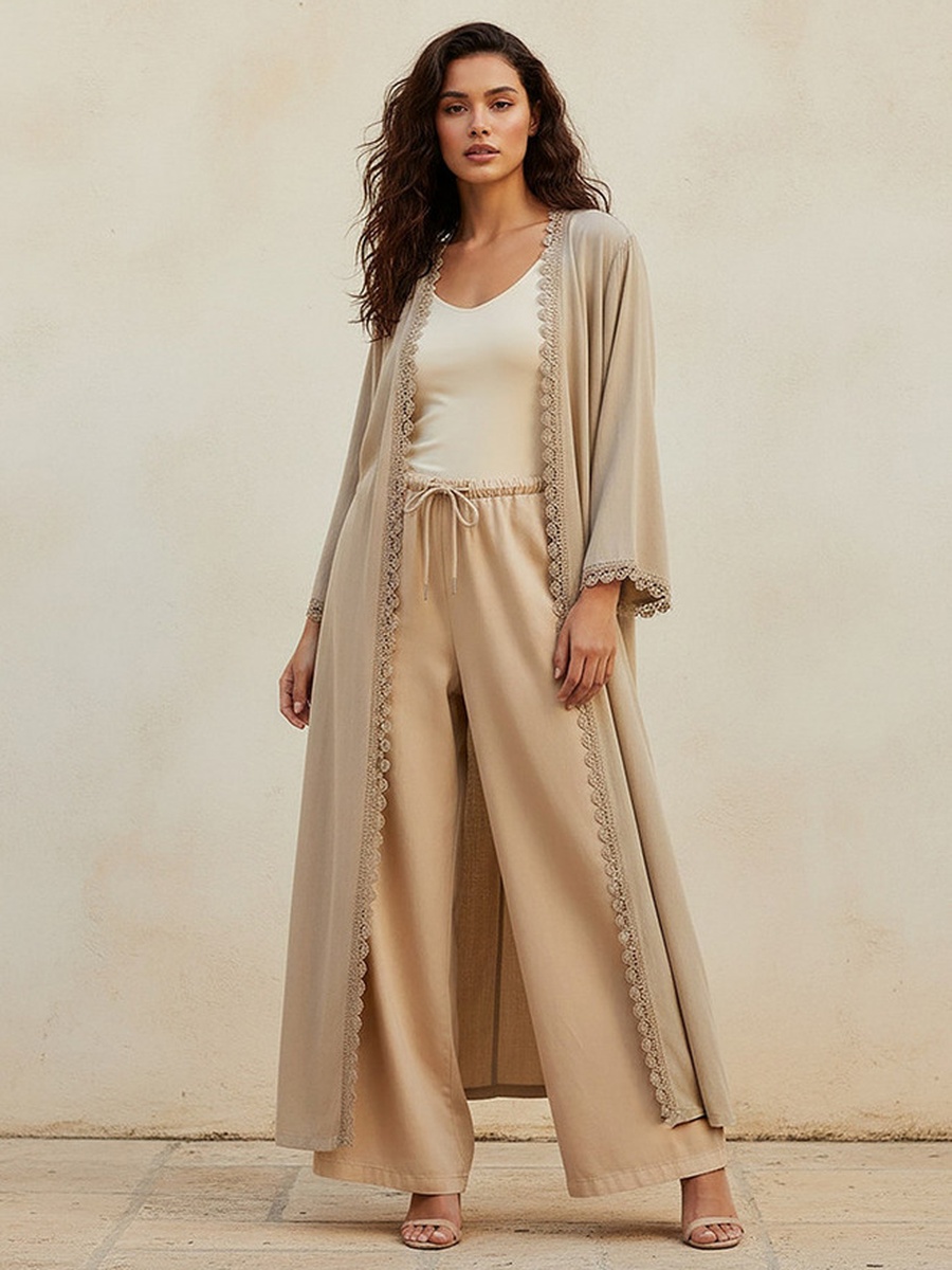 Longline Lace Trim Shrug