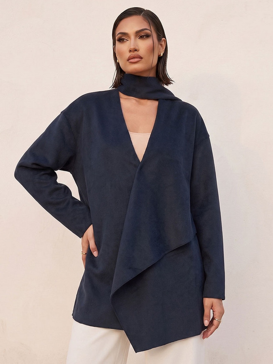 Felt Jacket with Draped Neck